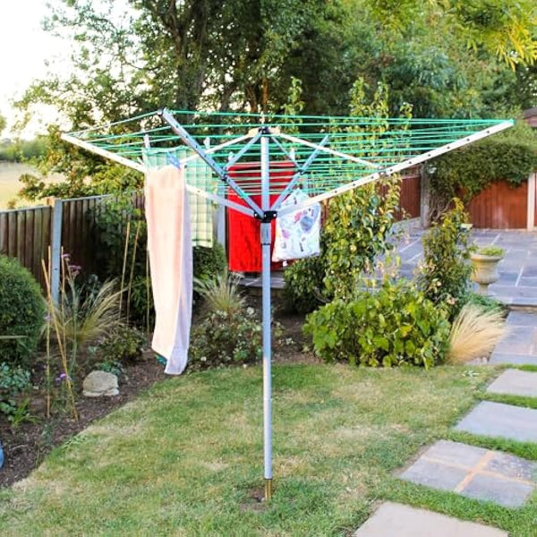 FLATRO Washing Line Spike with Plastic Adapter (32mm and 40mm) | Heavy Duty Metal Ground Spike Rotating Clothes Line for Washing Line Galvanized Garden Spike