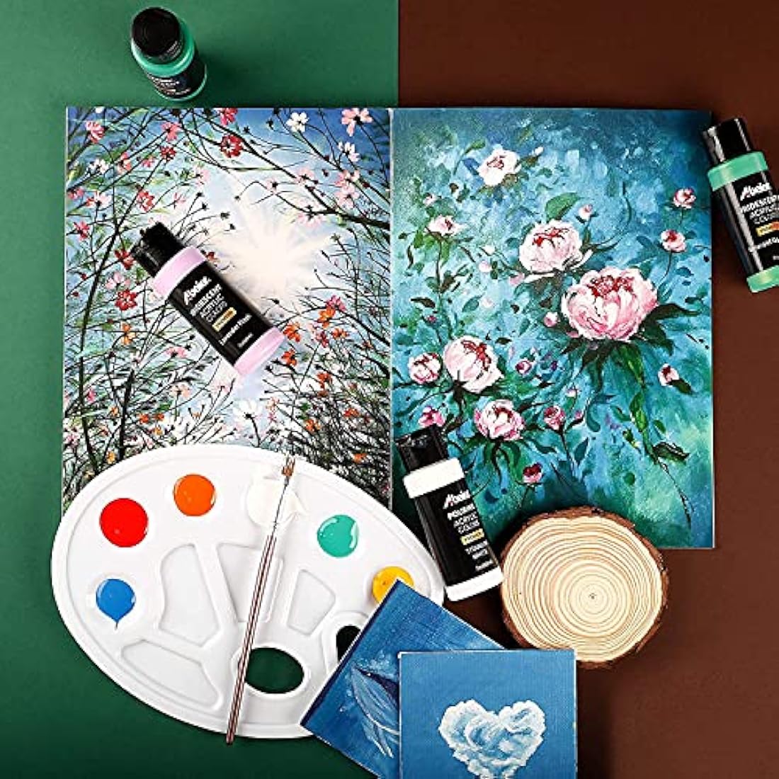 ABEIER Iridescent Acrylic Paint, Set of 18 Chameleon Colours, 2 oz/60ml Bottles, Colour Shifting, Non-Toxic, High Viscosity, Blendable, Paints on Rocks Crafts Canvas Wood, Fabric, Ceramic & Stone