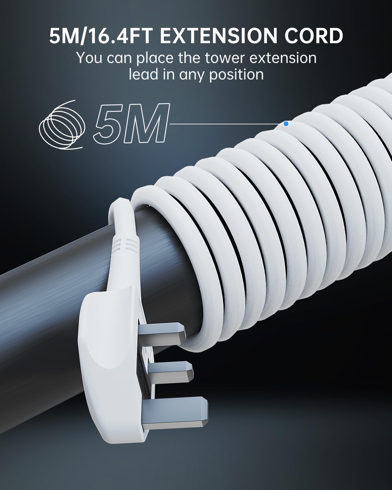 Tower Extension Lead, (3250W 13A) Extension Tower 8 AC Outlets & 4 USB Ports, Surge Protection Extension Lead with 4 Independent Switch, 17W USB C Ports Extension Cable 3M for Office, Home, Kitchen