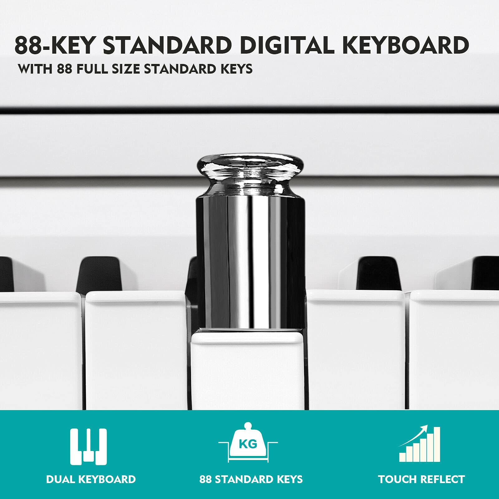 MUSTAR Digital Piano 88 Weighted Keys, Full Size 88 Key Piano Keyboard Semi Weighted, Home Electric Piano with Furniture Stand and Triple Pedal, Music Stand, USB MIDI, White