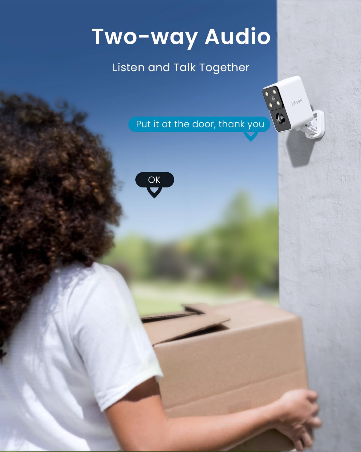 ieGeek No Monthly Fee 2K Security Camera Outdoor Wireless, 180° Horizontal Pan, Rechargeable Battery Wifi Home Camera, Colour Night Vision, Motion Detection, Siren Floodlight, Voice Intercom, IP65