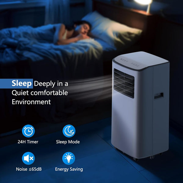Air Conditioning Unit, Portable Air Conditioner with 4-in-1 Cooling & Fan & Dehumidifier & Sleep Mode Function, Air Conditioners with Digital Display & Remote Control, 24H Timer for Room up to 215 ft