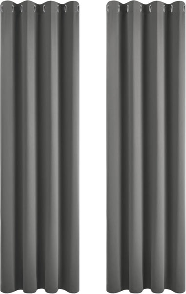 Deconovo Blackout Curtains Eyelet Super Soft Thermal Insulated Ring Top Blackout Curtains for Nursery 46 x 54 Drop Inch Dark Grey 2 Panels