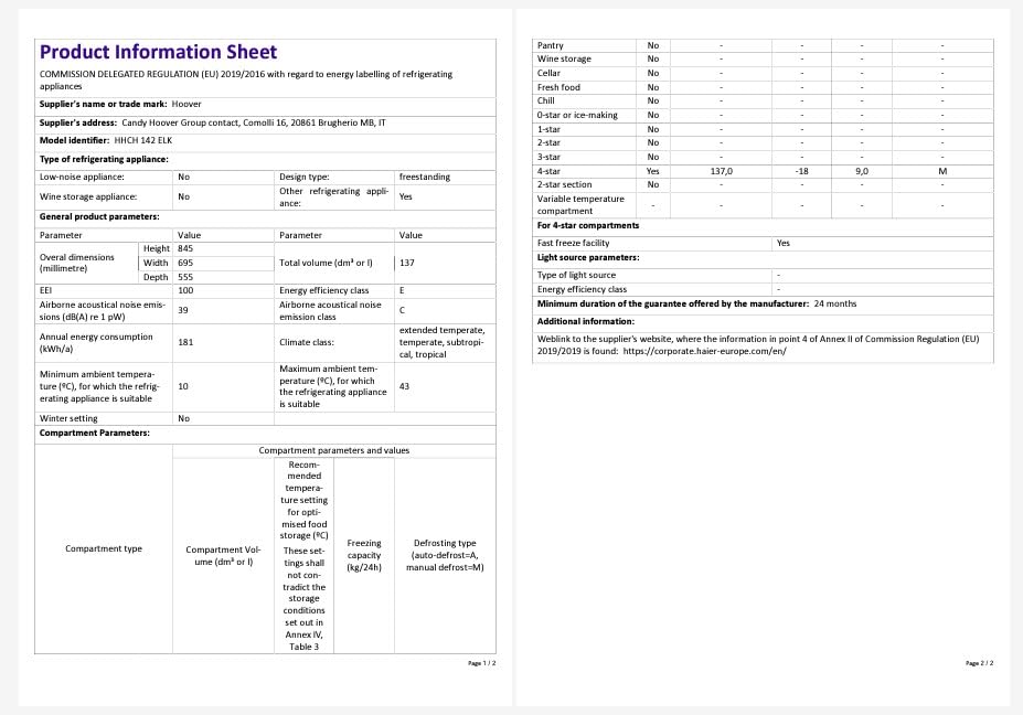 Hoover Freestanding Chest Freezer, 196L Capacity, E Class, Super Freezing Function, Suitable for Outbuildings and Garages, Integrated Handle, White, 91.5x55.5x84.5 cm - HHCH 200 ELK
