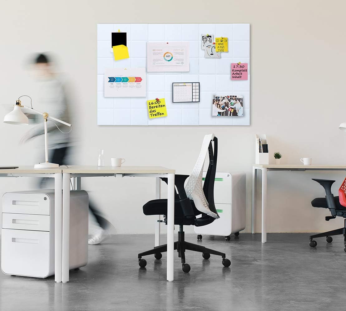 Uoisaiko Large 30x30cm Felt Board Tiles with 30 Pins, Pack of 6 Bulletin Board Notice Boards for Home Office Kitchen, Self Adhesive Pin Board Wall Tiles for Photos Memos