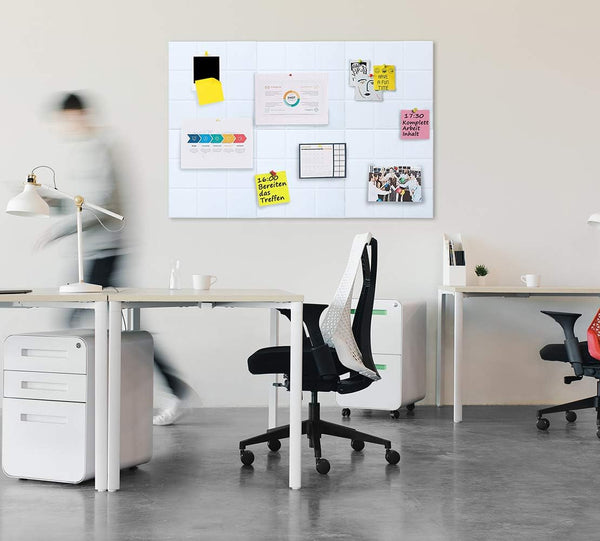 Uoisaiko Large 30x30cm Felt Board Tiles with 30 Pins, Pack of 6 Bulletin Board Notice Boards for Home Office Kitchen, Self Adhesive Pin Board Wall Tiles for Photos Memos