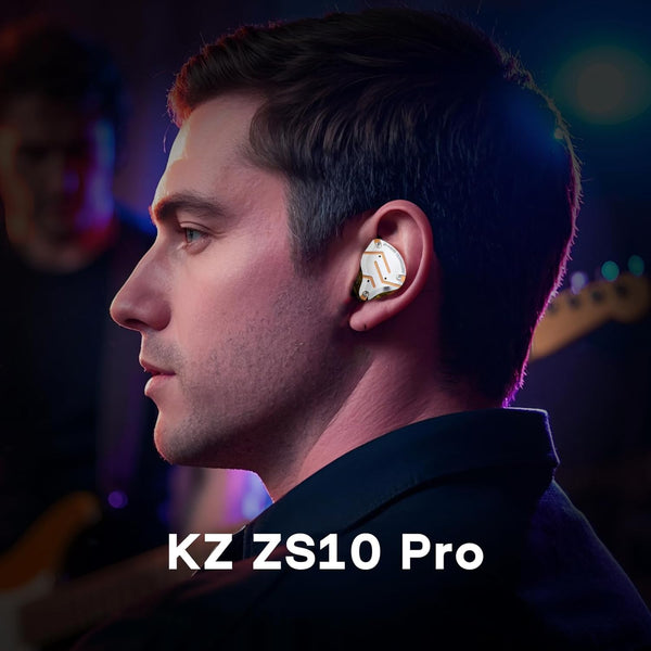 Linsoul KZ ZS10 Pro, 4BA+1DD 5 Driver in Ear Monitor, HiFi Wired Earbuds, Gaming Earbuds, Hybrid IEM Earphones with Stainless Steel Faceplate, Recessed 2 Pin Detachable Cable(With Mic, Glare Blue)