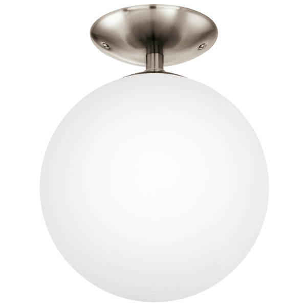Eglo Ceiling lamp Rondo, 1 Flame Ceiling Light, Material: Steel, Colour: matt Nickel, Glass: matt Opal White, Socket: E27