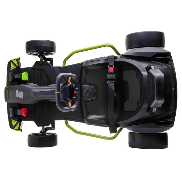 Drift Racer 24V Electric Ride On Go Kart┃Drift Go Kart┃Electronic and Mechanical Brakes┃Racing steering wheel┃Variable Speed┃Rear slick drift wheels┃LED Light┃OutdoorToys┃2 Colour Options┃Black┃