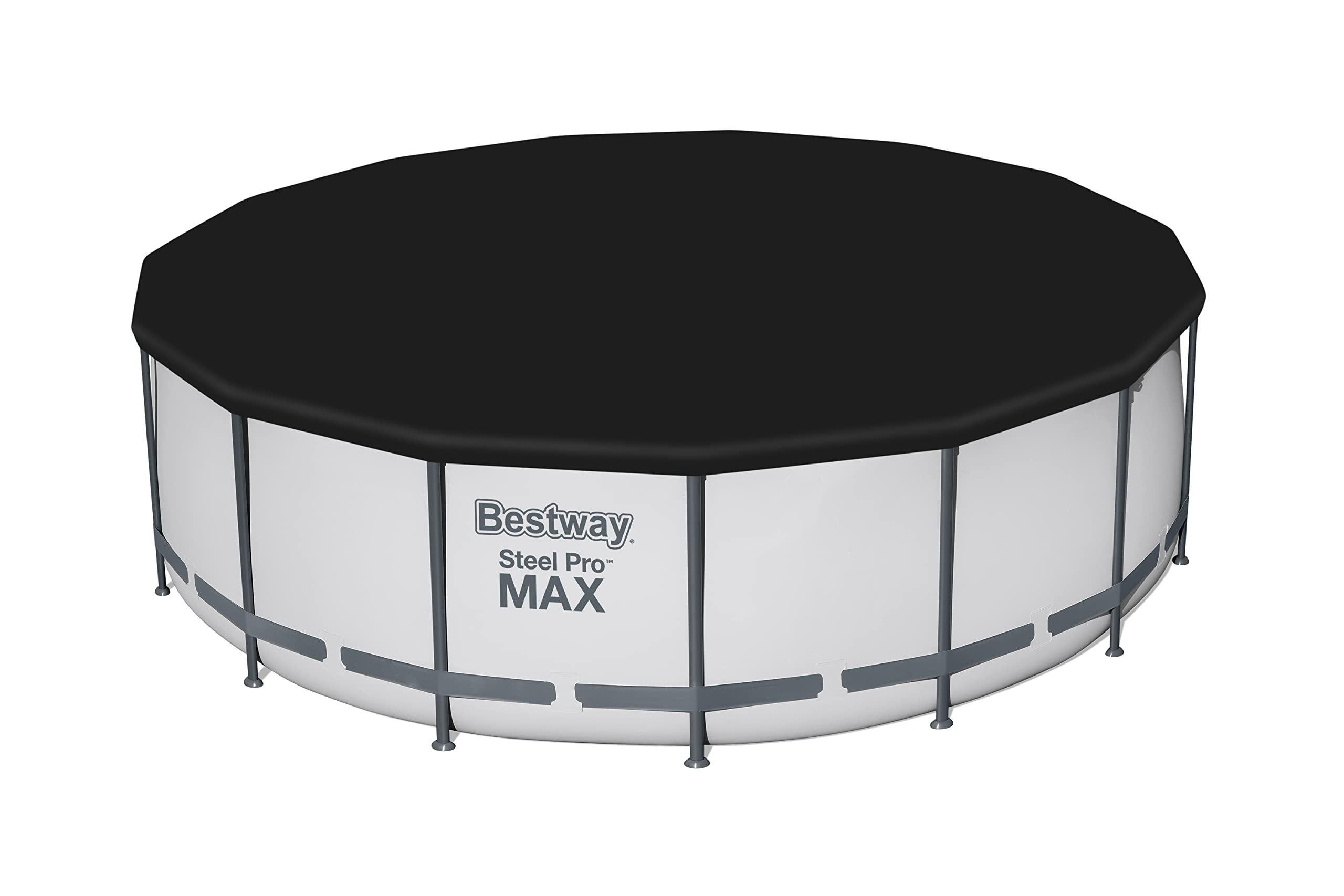 Bestway Steel Pro | Max Round Frame Swimming Pool with Filter Pump, Above Ground Frame Pools, Grey, 15ft