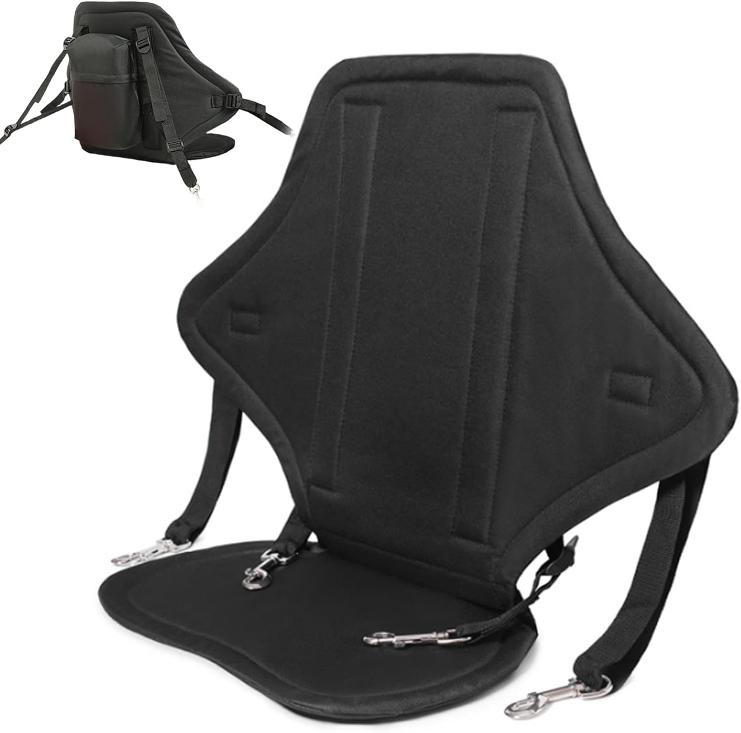 Kayak Seat with Back Support, Nylon Adjustable Canoe Paddle Board Seat, with Snap Hooks & Bag, Kayak Accessories