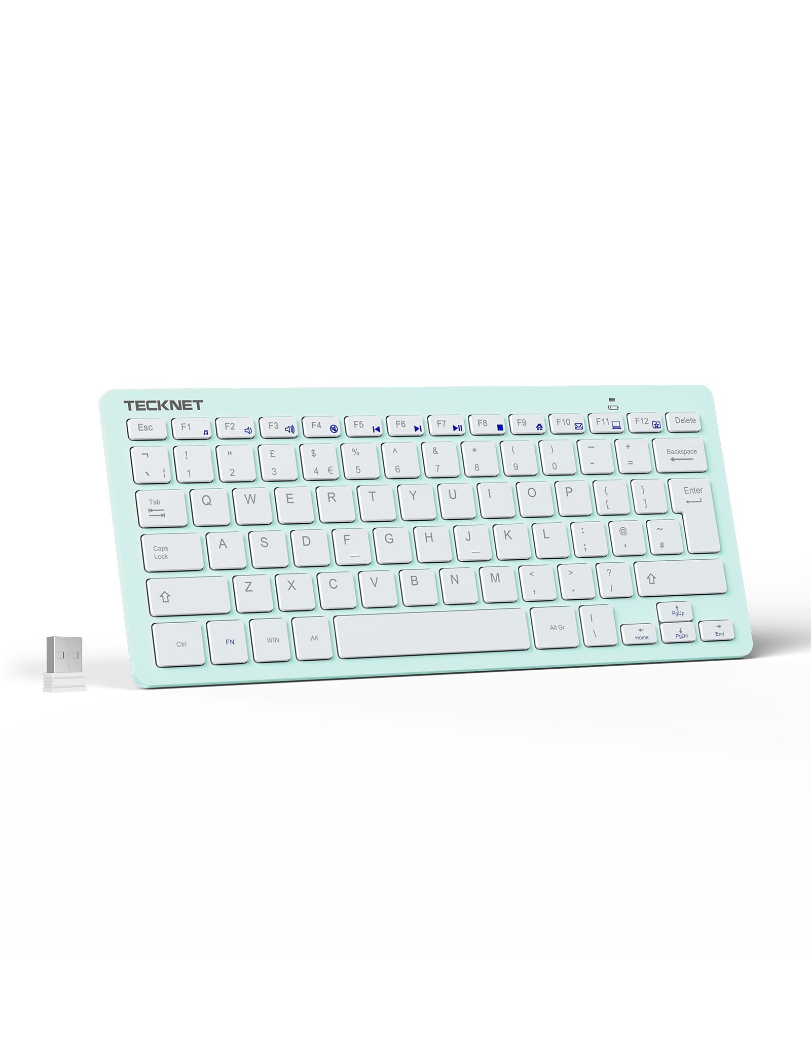 TECKNET 2.4G Wireless Keyboard For Windows/Chrome OS, UK Layout Compact Mini Keyboard, Small Silent Whisper-Quiet Keyboards with 12 months Battery Life (Pink)