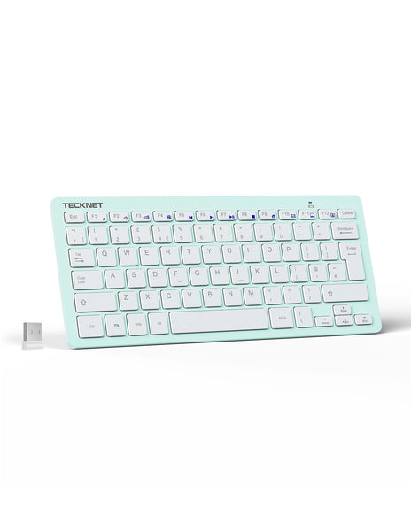 TECKNET 2.4G Wireless Keyboard For Windows/Chrome OS, UK Layout Compact Mini Keyboard, Small Silent Whisper-Quiet Keyboards with 12 months Battery Life (Pink)