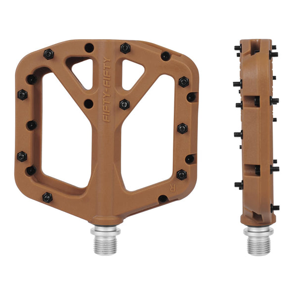 FIFTY-FIFTY Mountain Bike Pedals, Non-Slip MTB Nylon Composite, 9/16" Bicycle Pedals, Lightweight and Wide Flat Platform (Gum)