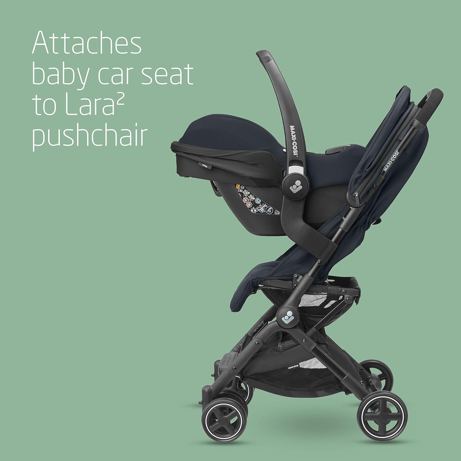 Maxi-Cosi Lara2 Pushchair, 0-4 Years, 0-22 kg, Baby Stroller, Lightweight & Compact Stroller, 3 Recline Positions, Lie-Flat position, Automatic Fold, Shoulder Strap, Rain Cover, Essential Graphite