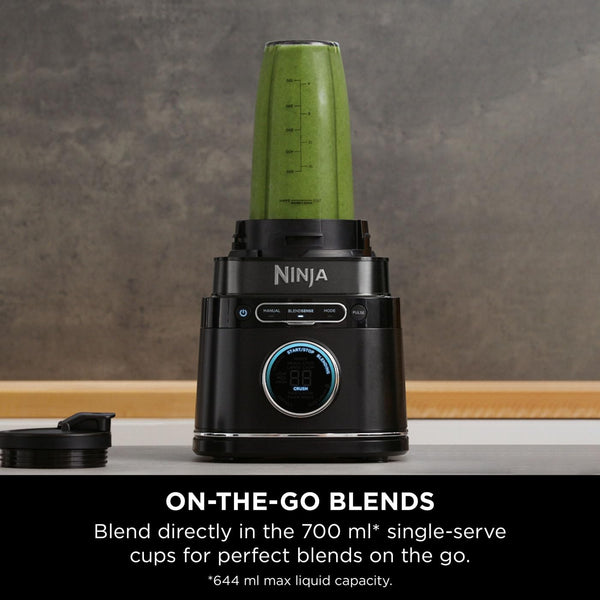 Ninja 2-in-1 Detect Power Blender Pro & Single Serve, 1200W Blender With Jug, & 2x Single Serve Cups, Blend Smoothies, Chop Vegetables & Mix Frozen Drinks, Black/Copper, TB301UKCP