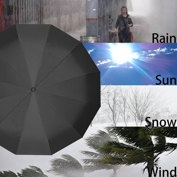 Maibar Umbrella Windproof Strong 24 Ribs Compact Umbrellas Sun UV Protection spf 50 Folding Travel Large Auto Open Close Umbrellas Umbrella (Black)