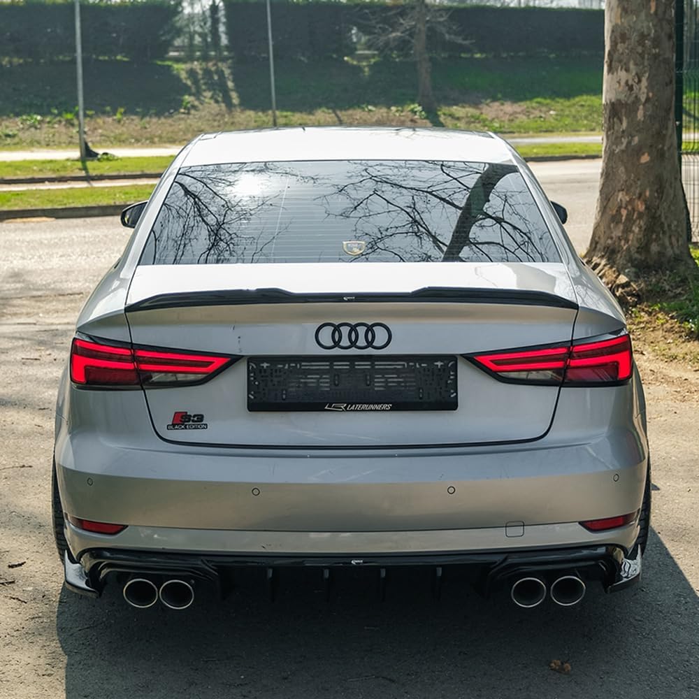 Oneway Rear Side Diffusors compatible with Audi A3 (8V) Sedan Facelift 2016-2020 - Gloss black