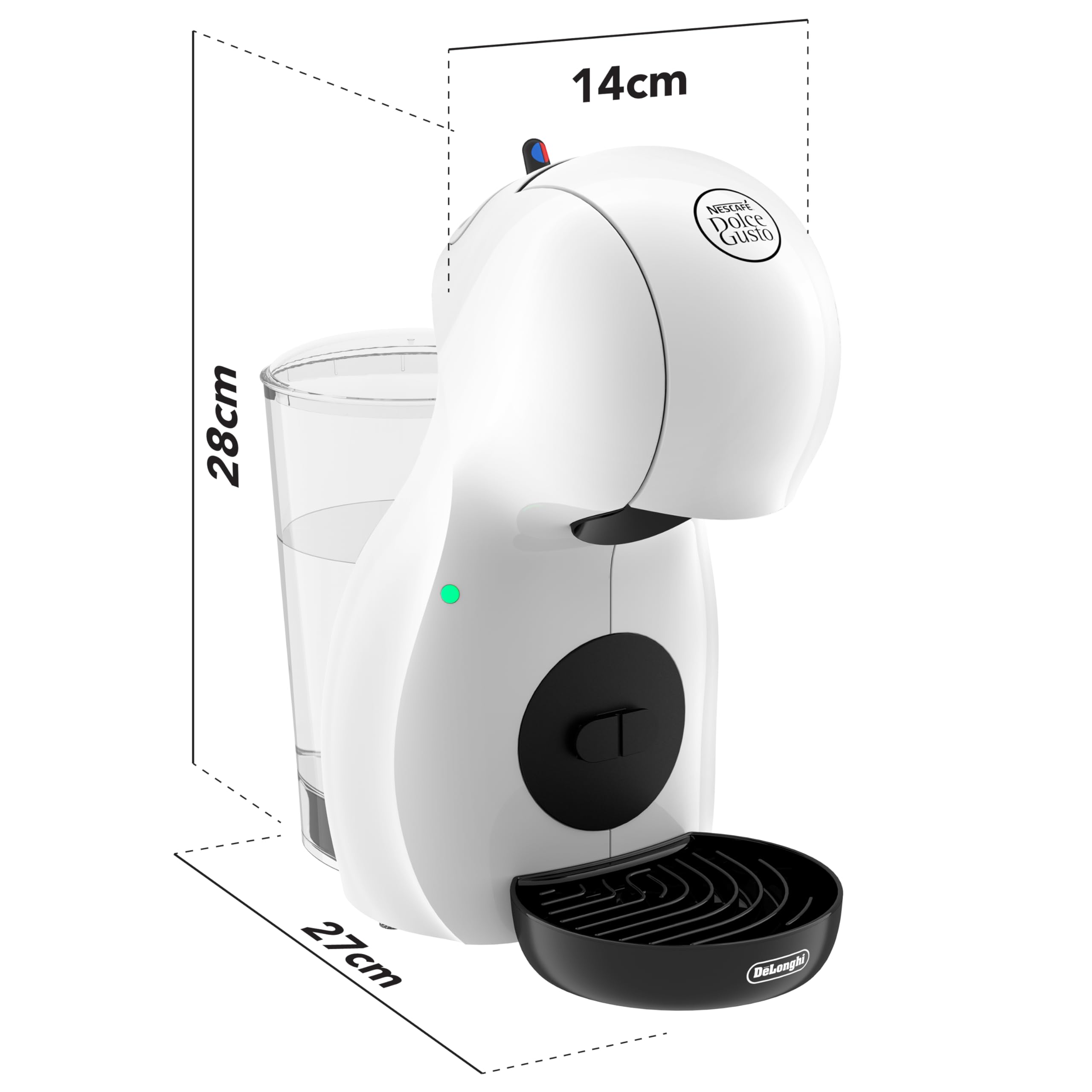 NESCAFÉ DOLCE GUSTO De'Longhi Piccolo XS Pod Capsule Coffee Machine, Espresso, Cappuccino and more, EDG210.WB, 0.8 litres, White and Black
