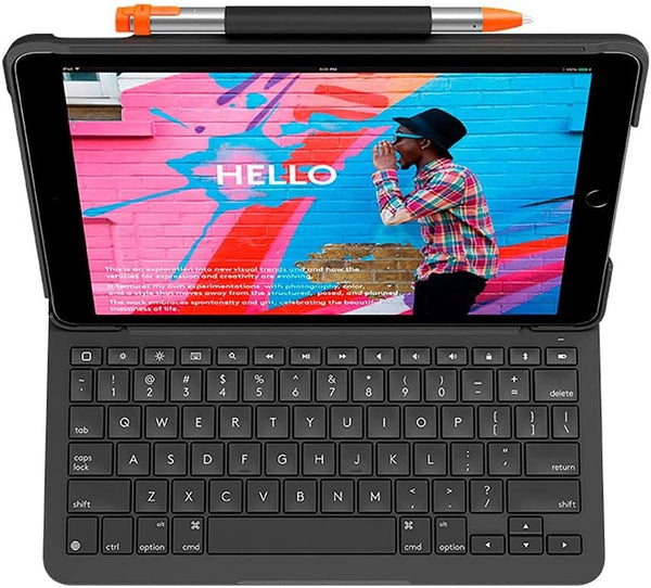 Logitech SLIM FOLIO iPad Keyboard Case 10.2 Inch, QWERTZ German Layout - Graphite Black