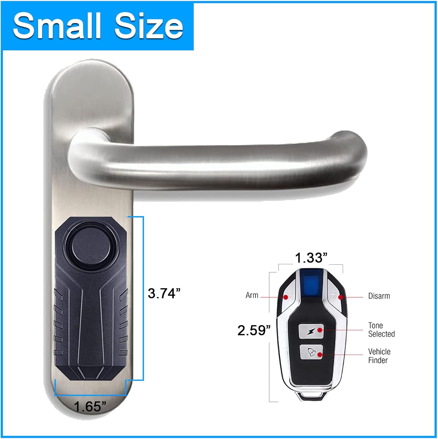 Wireless Bicycle Alarm, Anti-Theft Vibration Motorcycle Bicycle Alarms Waterproof Vehicle Security Alarm System Volume & Sensitivity Adjustable for Car Scooter Door Window (1 Alarm & 2 Remote)