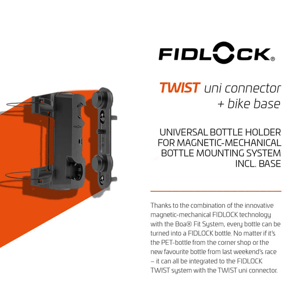 Fidlock Uni connector and Bike Base Magnetic Bicycle Drink Bottle Holder, Bicycle Water Bottle with Holder, Black