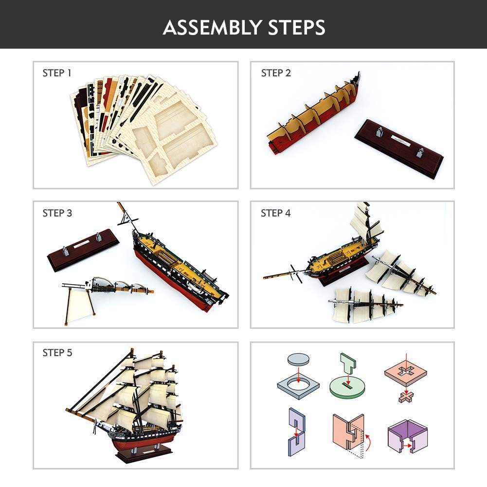 CubicFun LED Pirates of the Caribbean Flying Dutchman Model Kits for Adults to Build 3D Jigsaw Puzzles Ship Model Building Gifts for Adults Kids Girls Boys - 360 Pieces