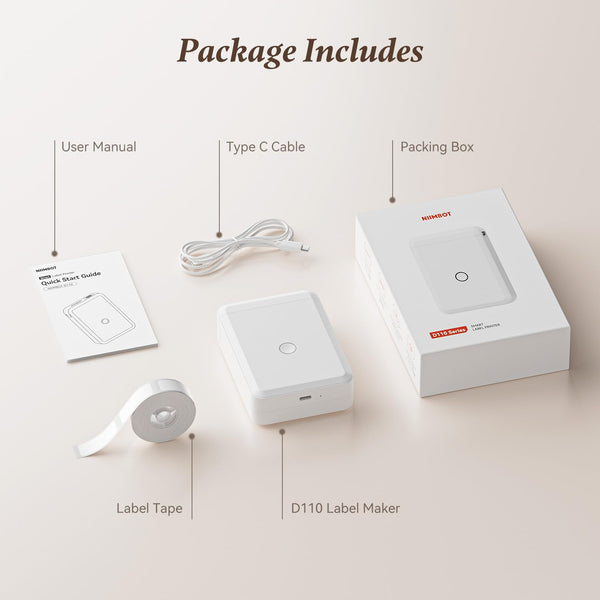 NIIMBOT Label Maker Machine, D110 Upgraded Version Sticker Printer Maker with 1 Roll White Starter Label Paper, Thermal Label Printer for School Office Home Organization