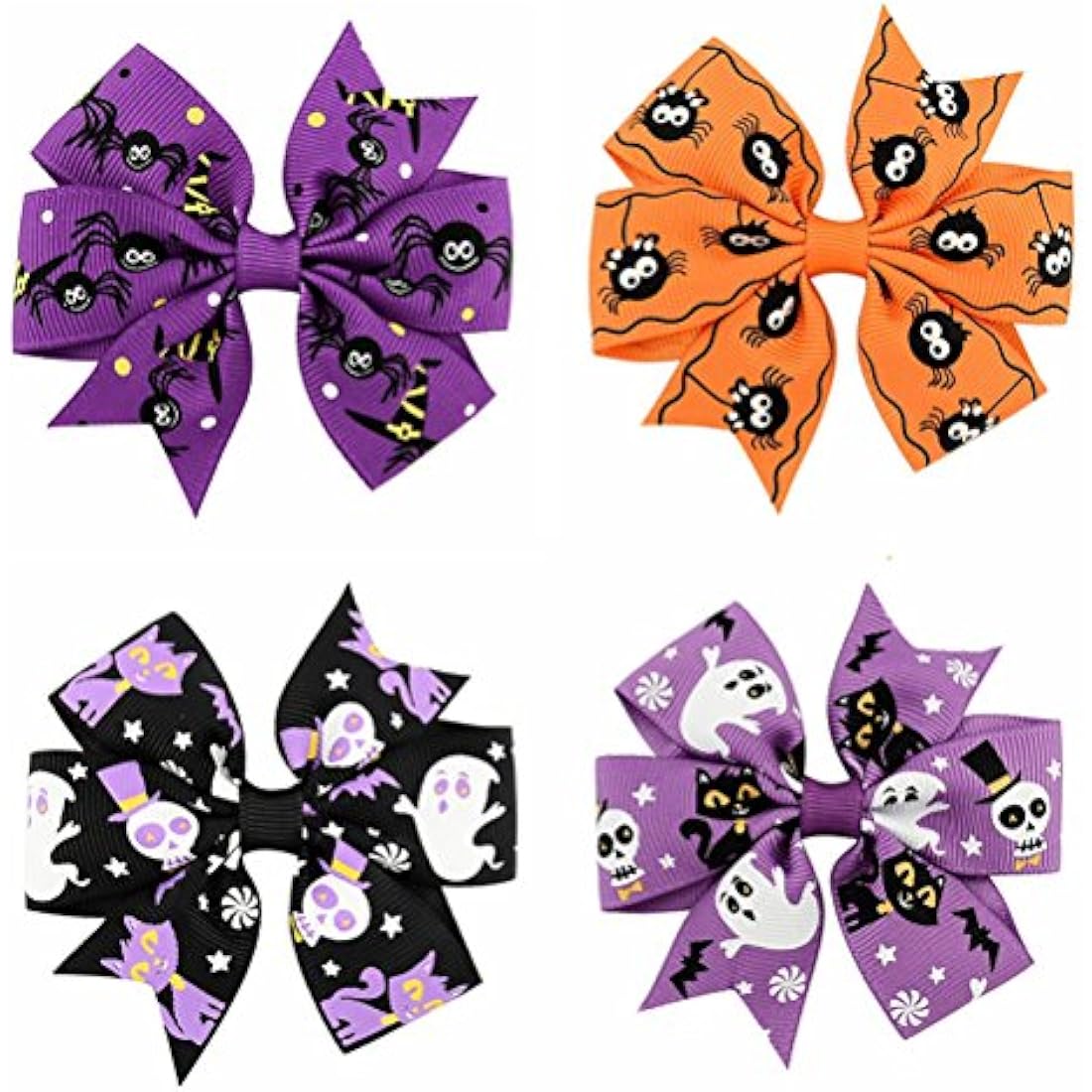 Children Hair Clip, 24pcs Holiday Ribbon Bow Alligator Halloween Bowknot Hair Clip for Children Hair Accessories