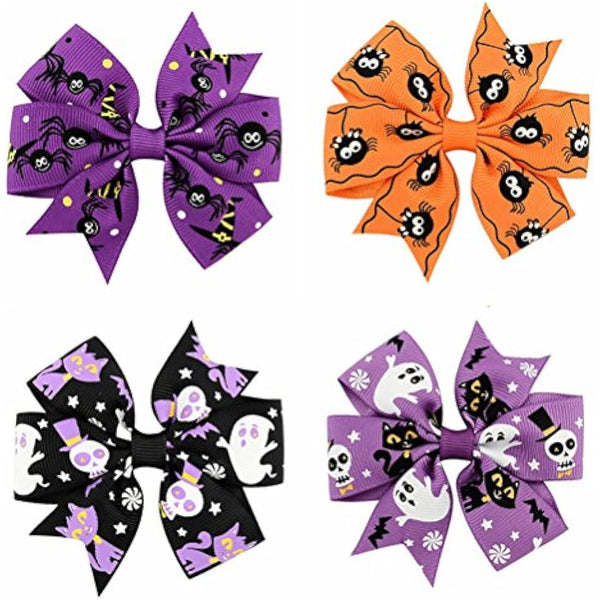 Children Hair Clip, 24pcs Holiday Ribbon Bow Alligator Halloween Bowknot Hair Clip for Children Hair Accessories