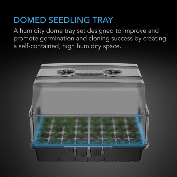 AC Infinity Humidity Dome, Germination Kit with Sturdy Drip Tray, 5x8 Cell Seedling Tray, and Vented Height Extension Panels, for Seed Starting,
