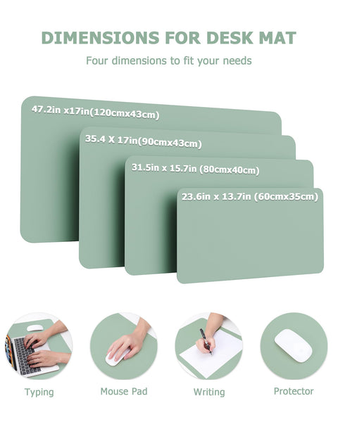MOLMO Non-Slip Desk Mat, Waterproof Desk Pad Table Protector, Easy Clean Laptop Mat Large Mouse Pad Leather Writing Mat with Suede for Office /Home/Decor (Light Green, 60 x 35 cm)