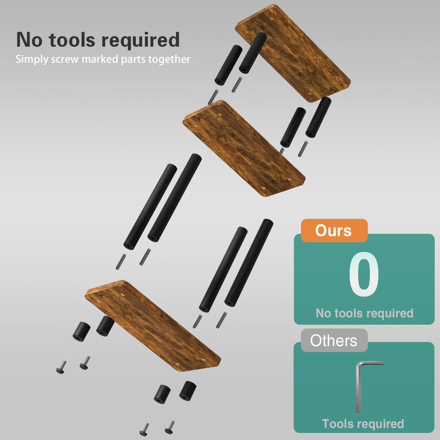 IBUYKE Narrow Side Table, 3-Tier End Table with Storage Shelf Black, Slim Small Table, 40x18x62.5cm,Thin Nightstand Bedside Table for Living Room