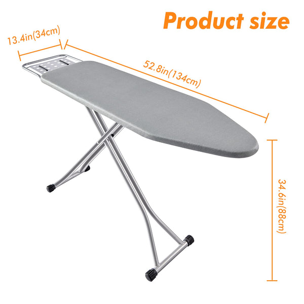 BKTD Ironing Board, Heat Resistant Cover Iron Board with Steam Iron Rest, Non-Slip Foldable Ironing Stand. Heavy Sturdy Metal Frame Legs Iron Stand(13