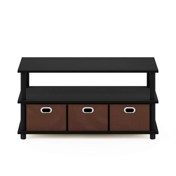 Furinno Frans Turn-N-Tube Coffee Table with Bin Drawers, Black Oak/Black/Brown, 79.2 (W) x 40.1 (H) x 39.4 (D) cm