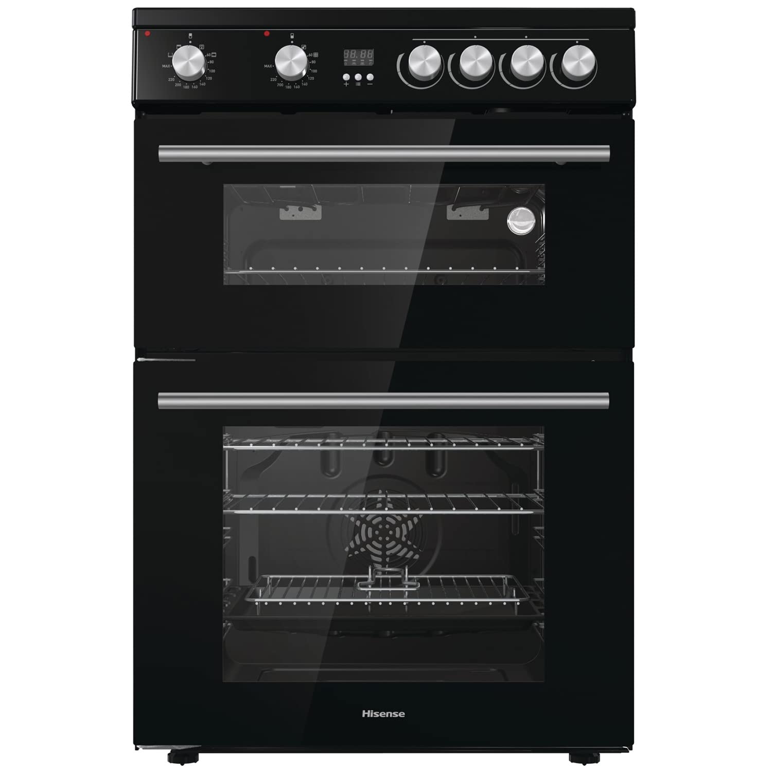 Hisense HDE3211BBUK 60cm Electric Cooker with Ceramic Hob-Black , A Rated Double Oven