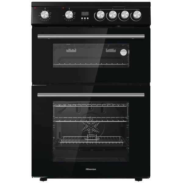 Hisense HDE3211BBUK 60cm Electric Cooker with Ceramic Hob-Black , A Rated Double Oven