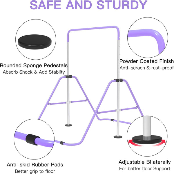 EVERYMILE Gymnastics Bars, Junior Training Kip Bar Gymnastics Equipment for Home,Adjustable Height Folding Horizontal Bar with Gymnastic Rings for Kid