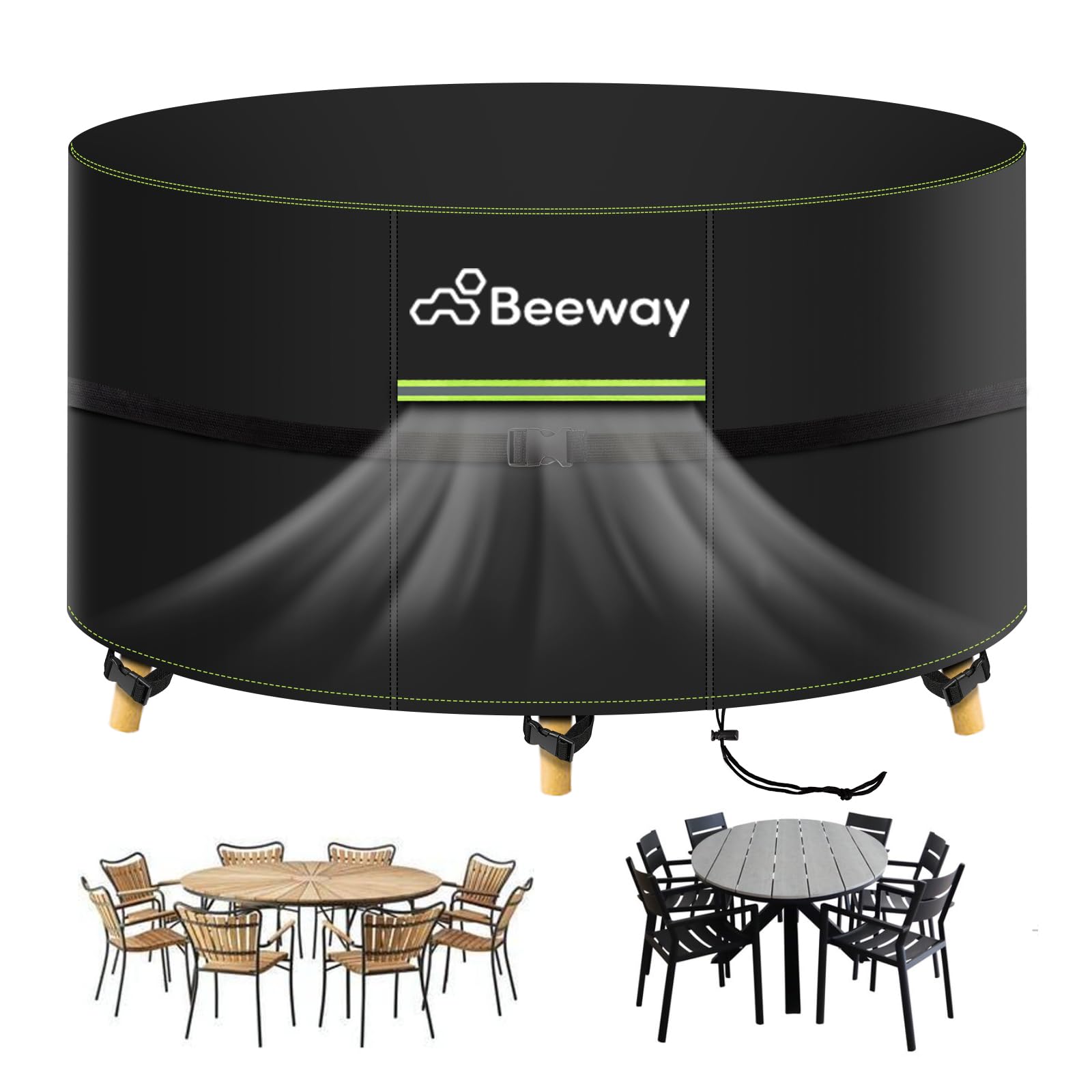 BEEWAY Garden Furniture Cover With Air Vent, Waterproof Patio Rattan Sofa Table Chair Set Cover - 420D Oxford Fabric, Windproof - Rectangular 242 x 182 x 100cm