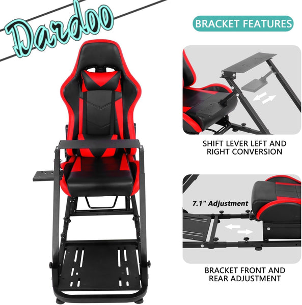 Dardoo Racing Simulator Cockpit with Seat for Logitech G27 G29 G920 G923, Thrustmaster PC PS4 Xbox,Racing, Steering Simulator Stand Adjustable Gaming Frame, without Wheel, Pedal, Handbrake and Shifter