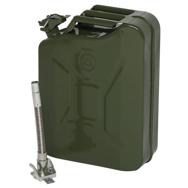 Bonnlo 20L Petrol Can Fuel Oil Storage Can Metal Jerry Diesel Tank with Flexi Spout For Diesel, Petrol, Oil Container (Green)