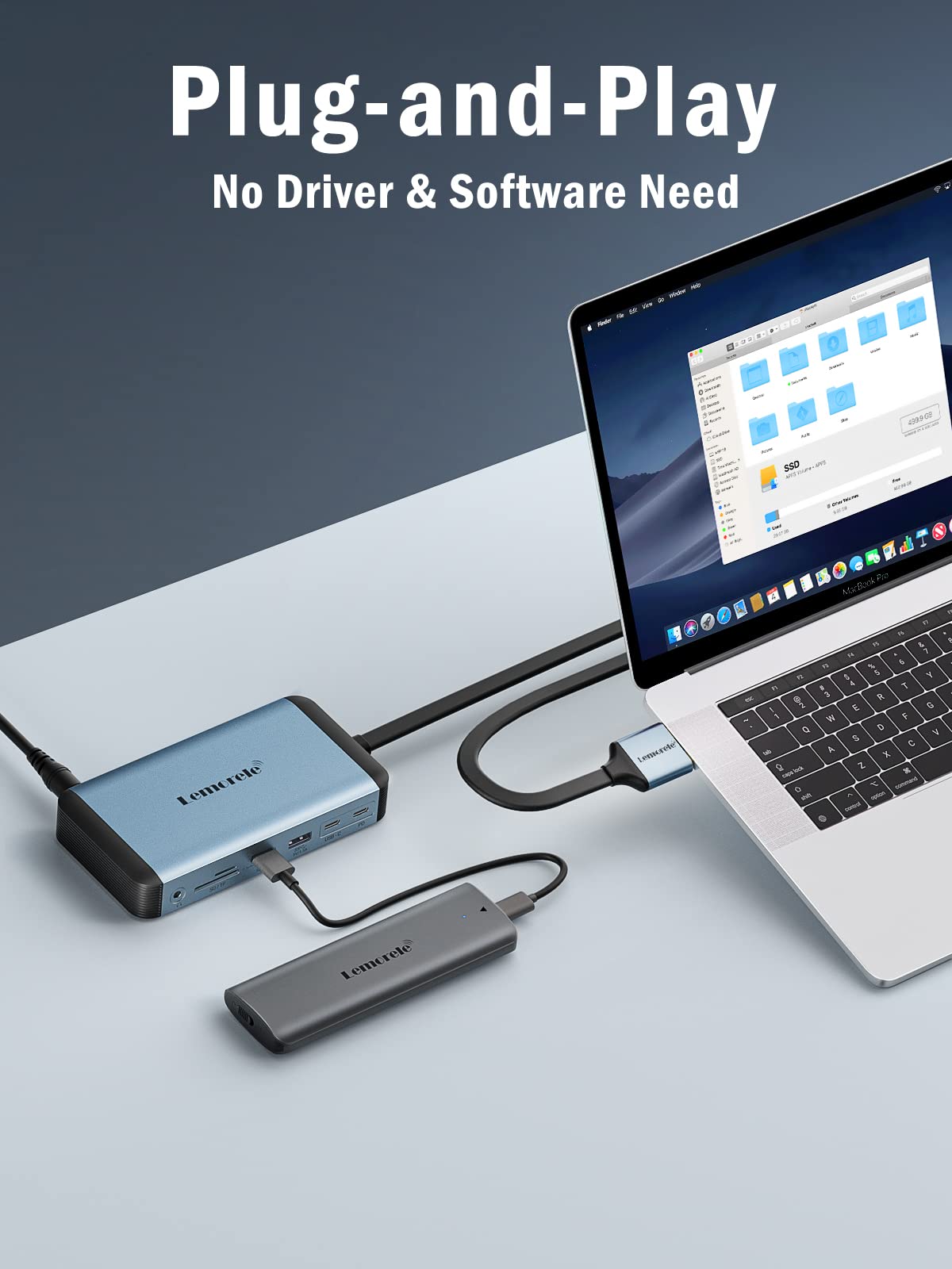 Lemorele 6-in-1 USB C Hub with 4K HDMI, Ethernet, 2 USB Ports, 100W PD Charging for MacBook Pro/Air M1, iPad Pro M1, Switch, Chromecast, PS4