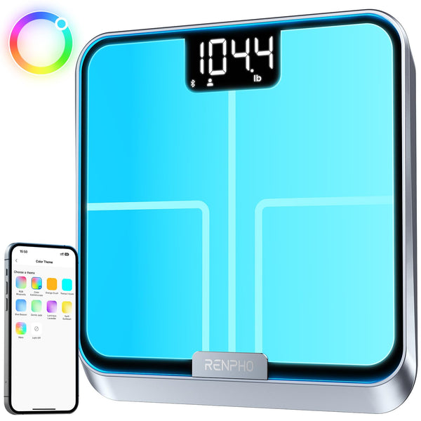 RENPHO Scales for Body Weight, Digital Bathroom Scales with High Precision Sensors, Bluetooth Weighing Scales Body Composition Monitors with App, Elis 1