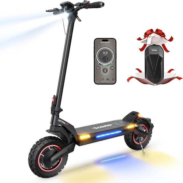 iScooter 45-80KM Range Off-road Electric Scooter,10" Tires iX4/iX7Pro Electric Scooter for Adult with APP Control, Large Capacity Battery, Multiple Speed Modes,4 Shock Suspension Fast E-Scooter