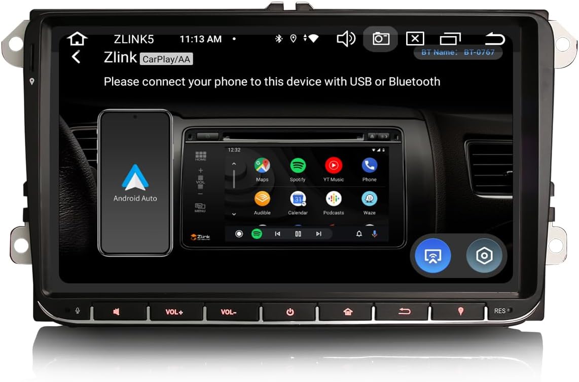 Erisin 8-Core 4GB+64GB Android 13 Car Stereo GPS Sat Nav for VW Crafter Amarok Caddy Polo 6R ŠKODA Yeti Transporter T6 9" Car Radio IPS CarPlay Android Auto DSP DAB+ Bluetooth 5.0 Canbus WiFi OBD2