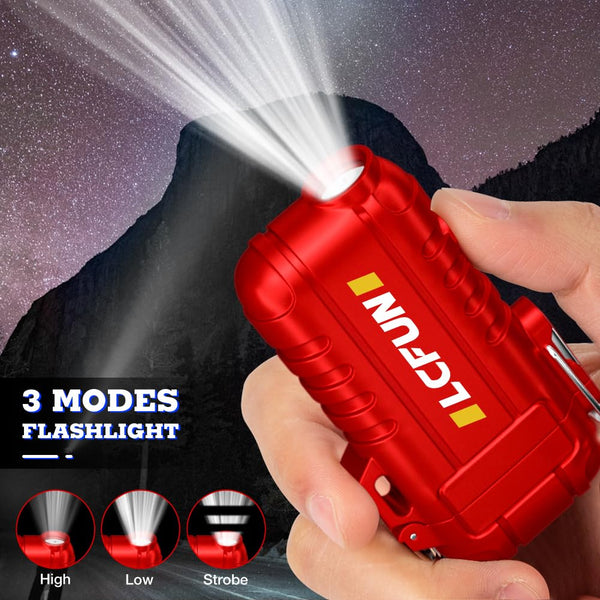 Electric Lighter Rechargeable USB, Electronic Plasma Arc Lighter Windproof and Waterproof for Hiking, Camping, Outdoor, Survival, Tactical, EDC Gear, Gifts for Him Men (Black)