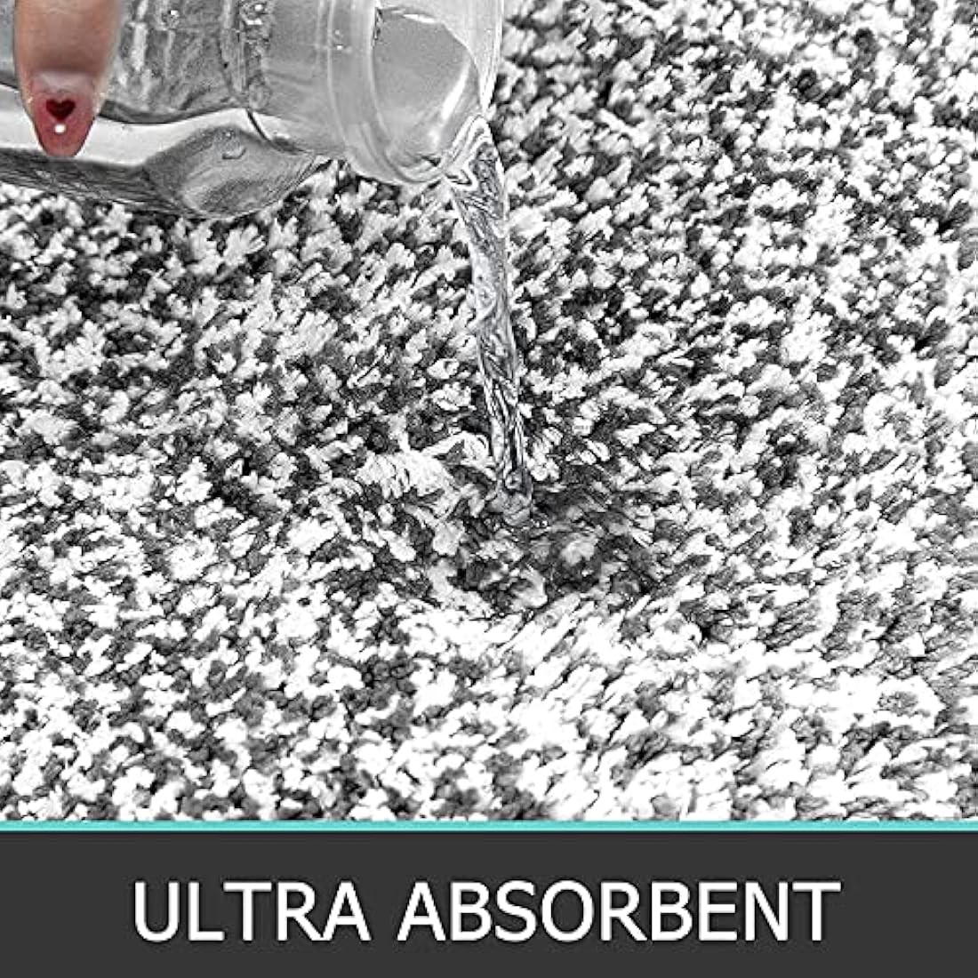 Pauwer Ultra Soft Bathroom Mat Sets 3 Piece Luxury Non Slip Absorbent Bath and Toilet Mat Set Machine Washable Bath Floor Rug Shower Rug, Dark Grey