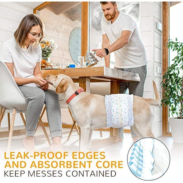 Dono Dog Nappies Disposable,Belly Bands,Dog Diapers with Wetness Indicator,Super Absorbent & Leak-proof,Male Dog Wraps for Incontinence,Marking Issues,Traveling (6L -48count)