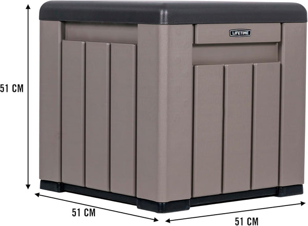 LIFETIME Outdoor Storage Box, 51 x 51 x 51 cm, 95 Litre, Square Storage Chest, UV Protection, Storage Bench, Large Toy Chest, Patio Furniture, Garden Cabinets