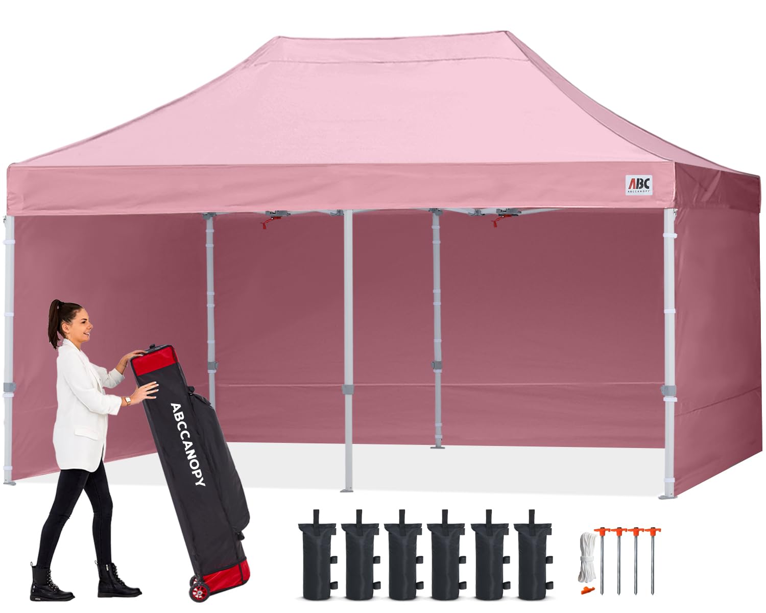 ABCCANOPY 3x6M Pop Up Gazebo Canopy Commercial Tents Market stall with 4 Removable Sidewalls and Roller Bag Bonus 4 Weight Bags (Grey)